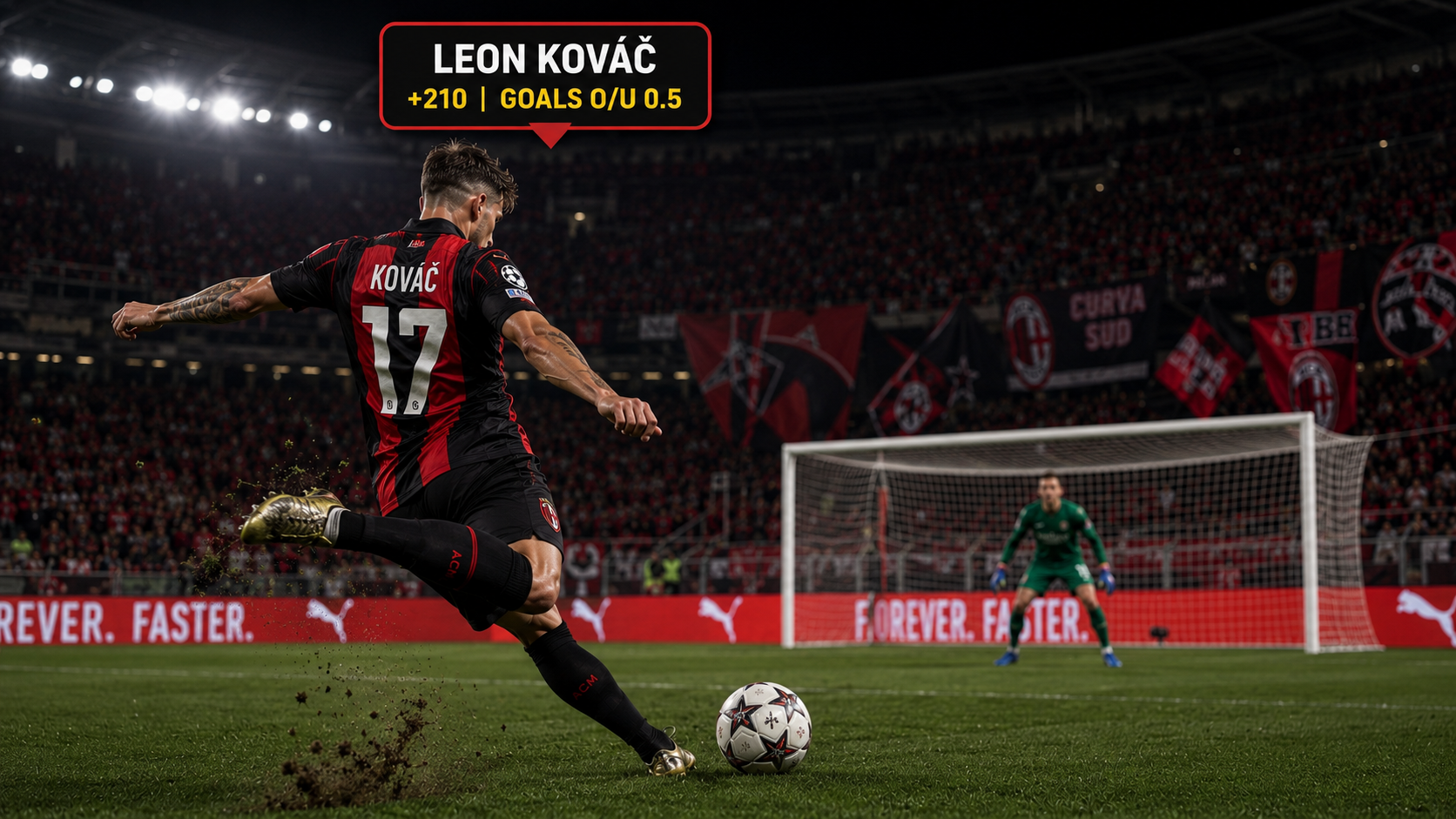 A live soccer broadcast playing on screen before the overlay appears
